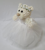 12" White Bear With Embroidery "Mi Bautizo" - B09631B-1 White