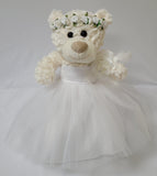 12" White Bear With Embroidery "Mi Bautizo" - B09631B-1 White