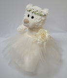 12" White Bear With Embroidery "Mi Bautizo" - B09631B-2 Ivory