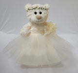 12" White Bear With Embroidery "Mi Bautizo" - B09631B-2 Ivory