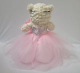 12" White Bear With Embroidery "Mi Presentacion" - B09631P-3 Pink