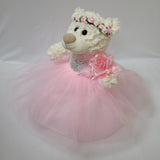12" White Bear With Embroidery "Mi Presentacion" - B09631P-3 Pink