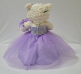 12" White Bear With Embroidery "Mi Presentacion" - B09631P-5 Lavender
