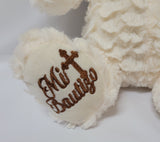 12" White Bear With Embroidery "Mi Bautizo" - B09631B-2 Ivory
