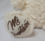 12" White Bear With Embroidery "Mi Presentacion" - B09631P-4 Light Blue
