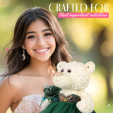 12" White Bear With Embroidery "Mi Presentacion" - B09631P-3 Pink