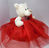 16" Quince Bear With Tulle - ARC16831-14 Red (Made to Order) - Kinnex Dolls | ARC16831-14 |