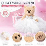 20" Quince Light Brown Bear With Embroidery "Mis 15 Anos" - B16632-1 White
