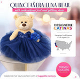 20" Quince Light Brown Bear With Embroidery "Mis 15 Anos" - B16632-16 Navy Blue