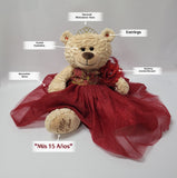 20" Quince Bear With Ruffles - ARC16832-14R Red (Made to Order)