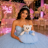 12" Quince White Bear - B09631N-4 Baby Blue