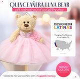 20" Quince Light Brown Bear With Embroidery "Mis 15 Anos" - B16632-3 Pink