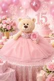20" Quince Light Brown Bear With Embroidery "Mis 15 Anos" - B16632-30M Rose Gold