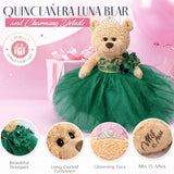20" Quince Light Brown Bear With Embroidery "Mis 15 Anos" - B16632-33G  Emerald Green