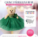 20" Quince Light Brown Bear With Embroidery "Mis 15 Anos" - B16632-33G  Emerald Green