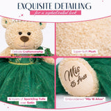 20" Quince Light Brown Bear With Embroidery "Mis 15 Anos" - B16632-33G  Emerald Green