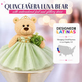 20" Quince Light Brown Bear With Embroidery "Mis 15 Anos" - B16632-35 (Sage Green)
