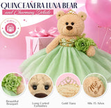 20" Quince Light Brown Bear With Embroidery "Mis 15 Anos" - B16632-35 (Sage Green)