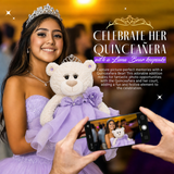 20" Quince White Bear With Embroidery "Mis 15 Anos" - B16831-7 Burgundy