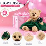 18" Quince Light Brown Bear With Embroidery "Mis 15 Anos" B14632-14G (RED/GOLD)