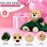 20" Sweet 16 Light Brown Bear With Embroidery "Sweet 16"- B16632A-7G Burgundy With Gold Trim