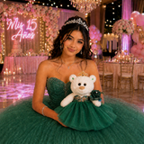 12" Quince White Bear - B09631N-33G Emerald Green