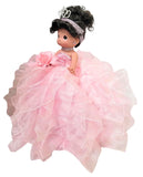 Precious Moments 17" Quinceañera Centerpiece Doll – Made in USA Ruffled Gown, Mis Quince Años Table Decoration & Keepsake ARC8421-3R (Pink)