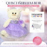Classic Size  Quinceañera Teddy Bear with Elegant Dress –  Gift-Ready Keepsake and Centerpiece Decoration  for 15 Años, Oso Quinceañera Tradicional B14631-5 (Light Purple)