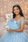Classic Size  Quinceañera Teddy Bear with Elegant Dress –  Gift-Ready Keepsake and Centerpiece Decoration  for 15 Años, Oso Quinceañera Tradicional B14631-4 (Light Blue)