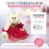 Classic Size Quinceañera Teddy Bear with Elegant Dress – Gift-Ready Keepsake and Centerpiece Decoration  for 15 Años, Oso Quinceañera Tradicional B14631-14G (RED/GOLD)