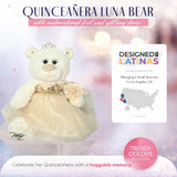Classic Size Quinceañera Teddy Bear with Elegant Dress – Gift-Ready Keepsake and Centerpiece Decoration  for 15 Años, Oso Quinceañera Tradicional B14631-34G (Champagne)
