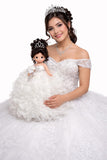 Precious Moments 17" Quinceañera Centerpiece Doll – Made in USA Ruffled Gown, Mis Quince Años Table Decoration & Keepsake ARC8421-2R (Ivory)