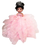 Precious Moments 17" Quinceañera Centerpiece Doll – Made in USA Ruffled Gown, Mis Quince Años Table Decoration & Keepsake ARC8421-3R (Pink)