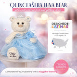 Classic Size  Quinceañera Teddy Bear with Elegant Dress –  Gift-Ready Keepsake and Centerpiece Decoration  for 15 Años, Oso Quinceañera Tradicional B14631-4 (Light Blue)