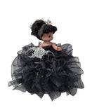 Precious Moments 17" Quinceañera Centerpiece Doll – Made in USA Ruffled Gown, Mis Quince Años Table Decoration & Keepsake ARC8421-17R (Black)