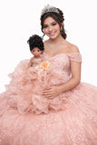 Precious Moments 17" Quinceañera Centerpiece Doll – Made in USA Ruffled Gown, Mis Quince Años Table Decoration & Keepsake ARC8421-29R (Blush)
