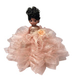 Precious Moments 17" Quinceañera Centerpiece Doll – Made in USA Ruffled Gown, Mis Quince Años Table Decoration & Keepsake ARC8421-29R (Blush)
