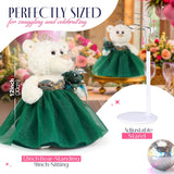 12" Quince Light Brown Bear With Embroidery "Mis 15 Años" - B09632-33G Emerald Green