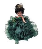 Precious Moments 17" Quinceañera Centerpiece Doll – Made in USA Ruffled Gown, Mis Quince Años Table Decoration & Keepsake ARC8421-33R (Emerald Green)