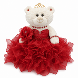 20" Crème-Colored Quinceañera Bear "Mis 15 Anos" With Ruffles Dress - ARC16831-14R Red (Made to Order)