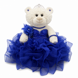 20" Crème-Colored Quinceañera Bear "Mis 15 Anos" With Ruffles Dress -ARC16831-15R Royal Blue (Made to Order)