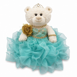 20" Crème-Colored Quinceañera Bear "Mis 15 Anos" With Ruffles Dress -ARC16831-23R Aqua (Made to Order)