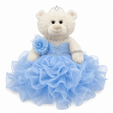 20" Crème-Colored Quinceañera Bear "Mis 15 Anos" With Ruffles Dress -ARC16831-4R Baby Blue (Made to Order)