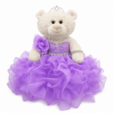 20" Crème-Colored Quinceañera Bear "Mis 15 Anos" With Ruffles Dress -ARC16831-5R Lavender (Made to Order)