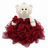 20" Crème-Colored Quinceañera Bear "Mis 15 Anos" With Ruffles Dress - ARC16831-7R Burgundy (Made to Order)