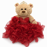 20" Light Brown Quinceañera Bear "Mis 15 Anos" With Ruffles Dress - ARC16832-14R Red (Made to Order)