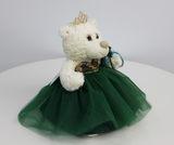 12" Quince White Bear - B09631N-33G Emerald Green