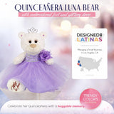 12" Quince White Bear With Embroidery "Mis 15 Anos" - B09631-5  Lavender