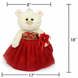 Classic Size Quinceañera Teddy Bear with Elegant Dress – Gift-Ready Keepsake and Centerpiece Decoration  for 15 Años, Oso Quinceañera Tradicional B14631-14G (RED/GOLD)