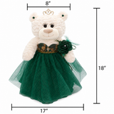 18" Quince White Bear With Embroidery "Mis 15 Anos" B14631-33G (Emerald Green)